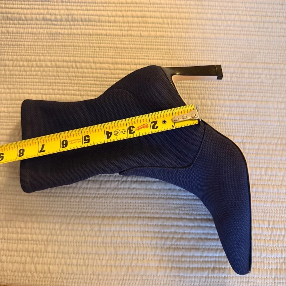 Stuart Weitzman Women's Navy Blue Knit Sock Booties Pointed Toe Stiletto Heel 6M